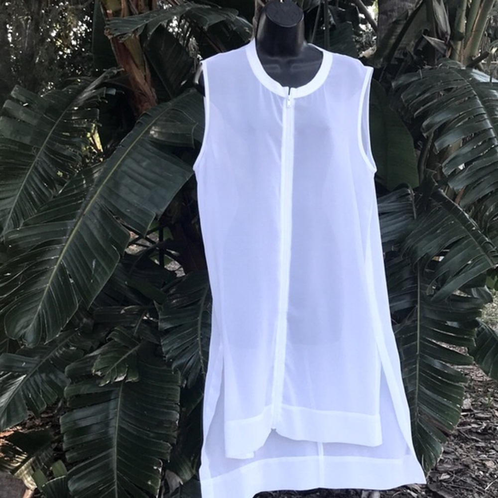 Sheer zip up sleeveless tunic or dress